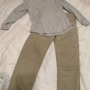 Boys Old Navy Waffle Weave Shirt and Cat and Jack Drawstring Khaki Pants Size 8